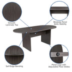 Ensemble table de conférence ovale 5 pièces avec 4 chaises de bureau rembourrées en similicuir