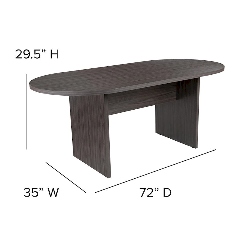 Ensemble table de conférence ovale 5 pièces avec 4 chaises de bureau rembourrées en similicuir