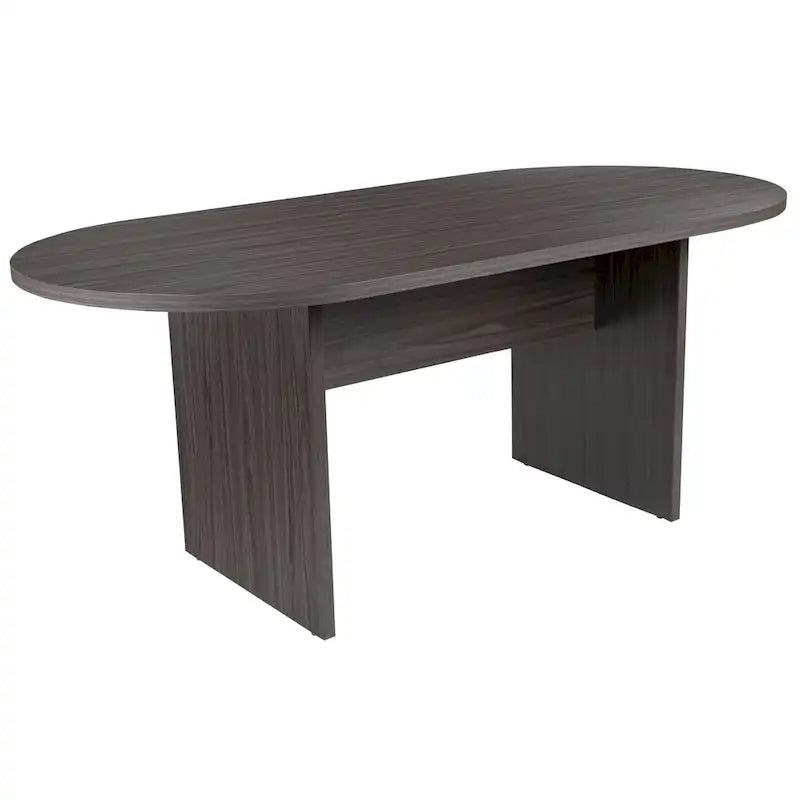 Ensemble table de conférence ovale 5 pièces avec 4 chaises de bureau rembourrées en similicuir