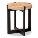 Table d'appoint ronde en bois et métal