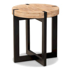 Table d'appoint ronde en bois et métal