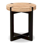 Table d'appoint ronde en bois et métal