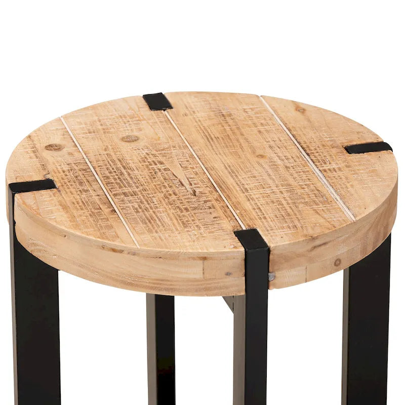 Table d'appoint ronde en bois et métal