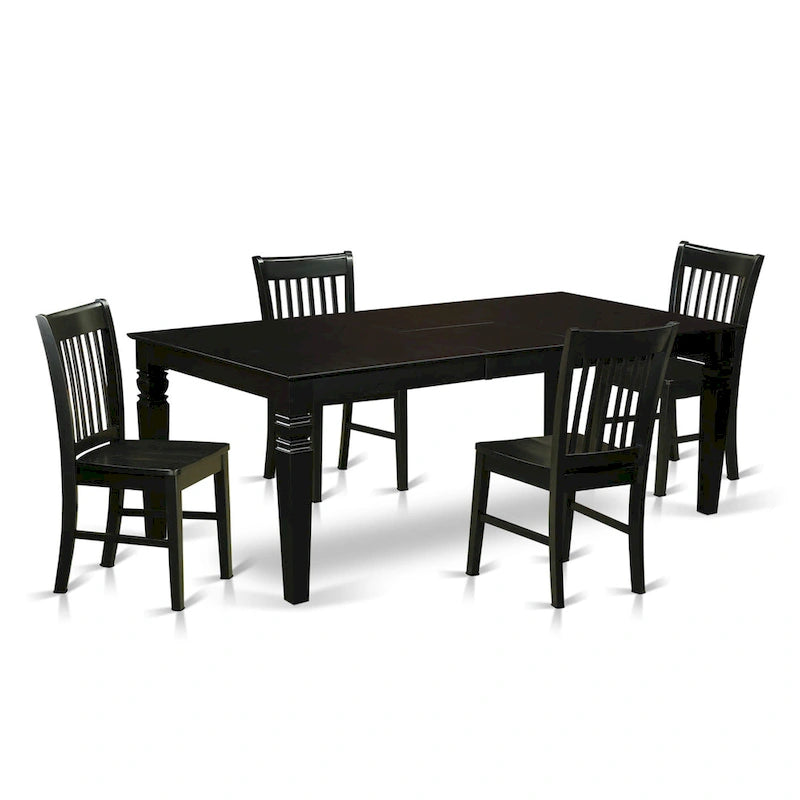 Ensemble de salle à manger avec rallonge papillon – Bois noir (Options de pièces)