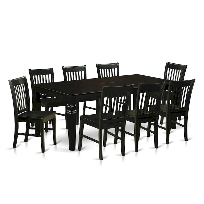 Ensemble de salle à manger avec rallonge papillon – Bois noir (Options de pièces)