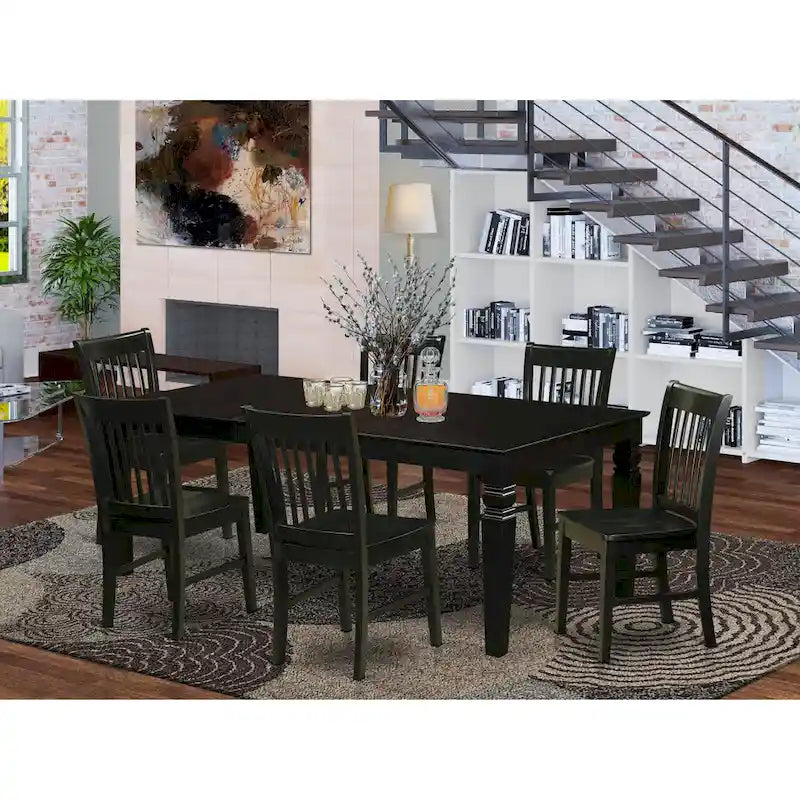 Ensemble de salle à manger avec rallonge papillon – Bois noir (Options de pièces)