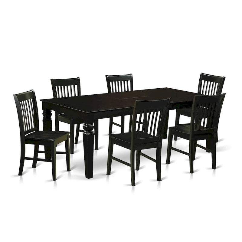 Ensemble de salle à manger avec rallonge papillon – Bois noir (Options de pièces)