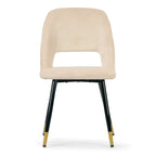Lot de 2 chaises de salle à manger Ania en velours beige avec pieds dorés