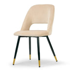 Lot de 2 chaises de salle à manger Ania en velours beige avec pieds dorés