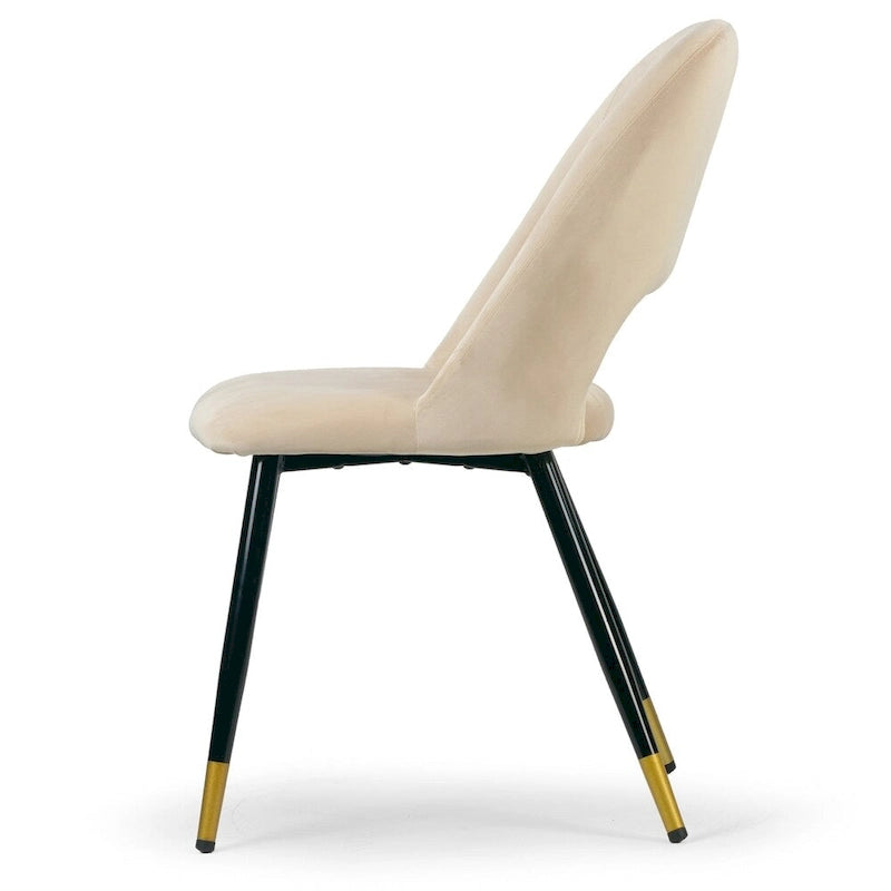 Lot de 2 chaises de salle à manger Ania en velours beige avec pieds dorés