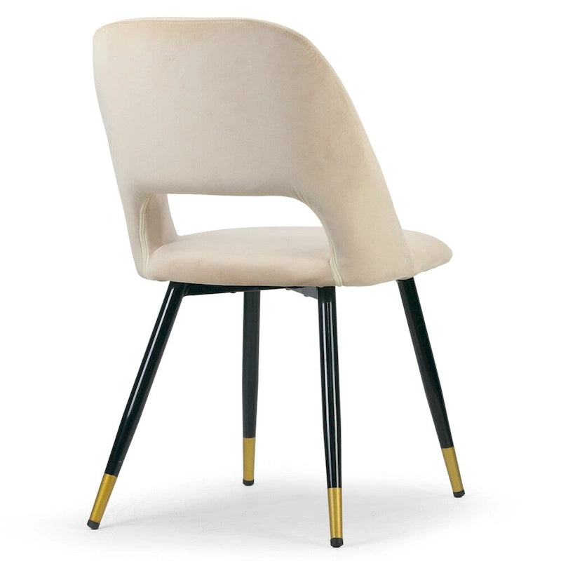 Lot de 2 chaises de salle à manger Ania en velours beige avec pieds dorés