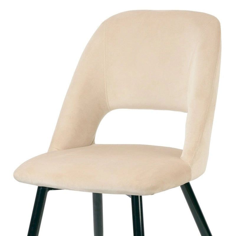 Lot de 2 chaises de salle à manger Ania en velours beige avec pieds dorés