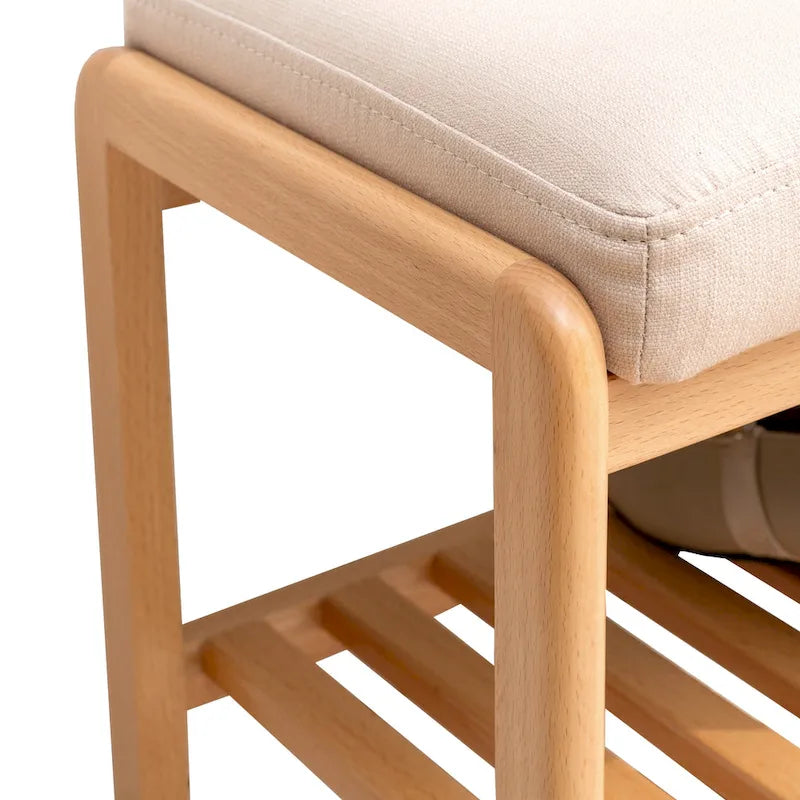 Banc à chaussures en bois avec rangement