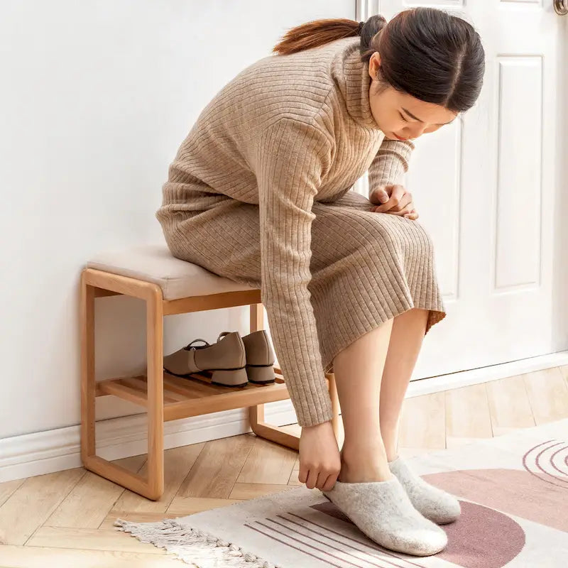 Banc à chaussures en bois avec rangement