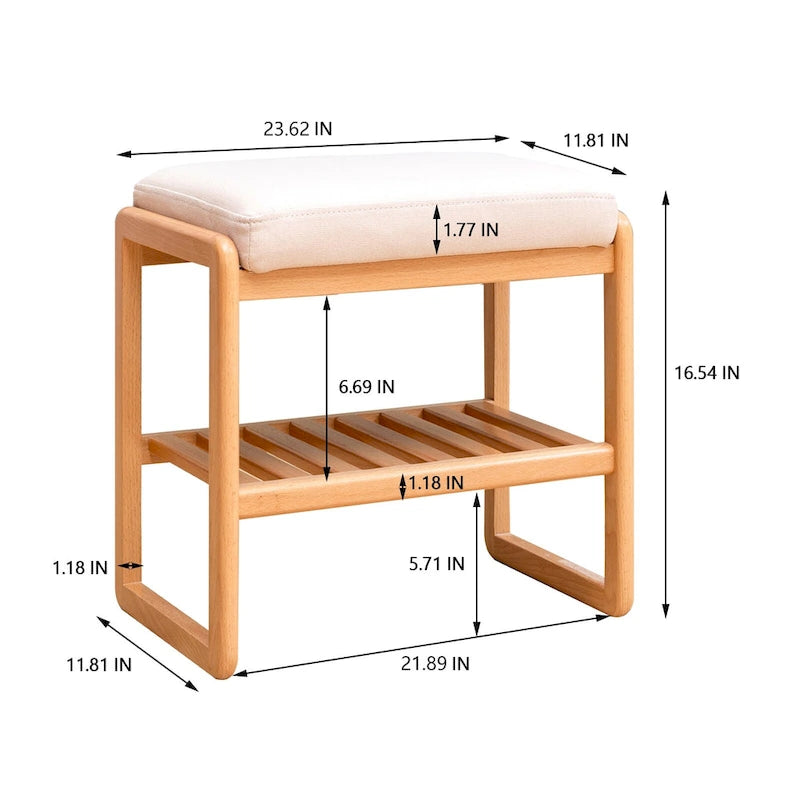 Banc à chaussures en bois avec rangement