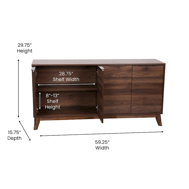 Meuble buffet de 60 po avec 4 portes à fermeture douce et tablettes ajustables