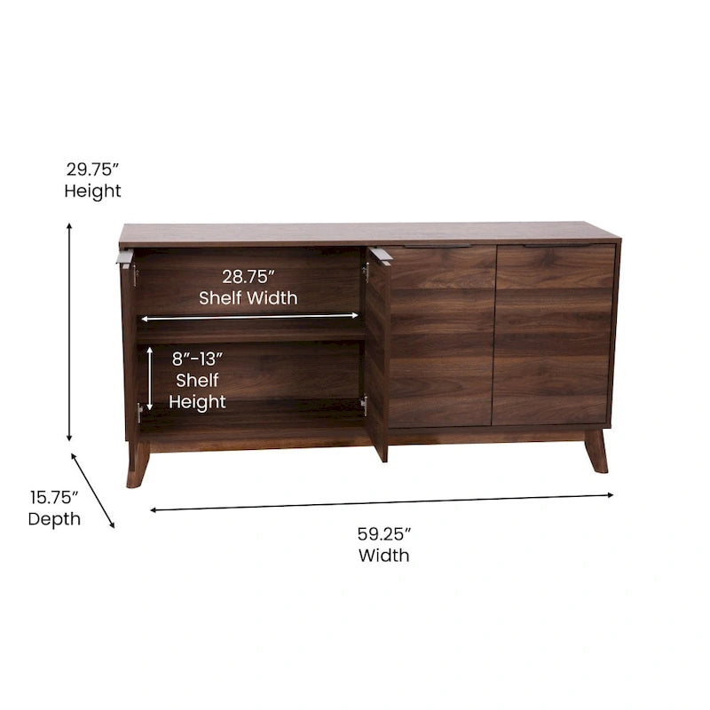 Meuble buffet de 60 po avec 4 portes à fermeture douce et tablettes ajustables