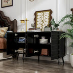 Buffet moderne noir avec grand espace de rangement en laque