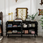 Buffet moderne noir avec grand espace de rangement en laque