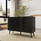 Buffet moderne noir avec grand espace de rangement en laque