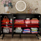 Buffet moderne noir avec grand espace de rangement en laque