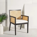 Chaise de salle à manger en rotin naturel tressé avec cadre en chêne