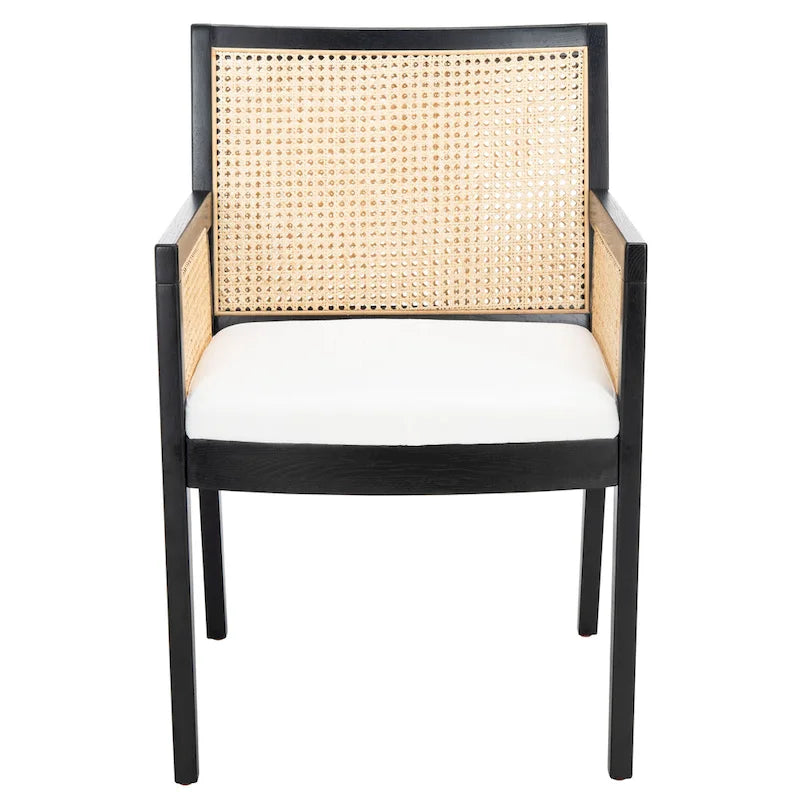 Chaise de salle à manger en rotin naturel tressé avec cadre en chêne