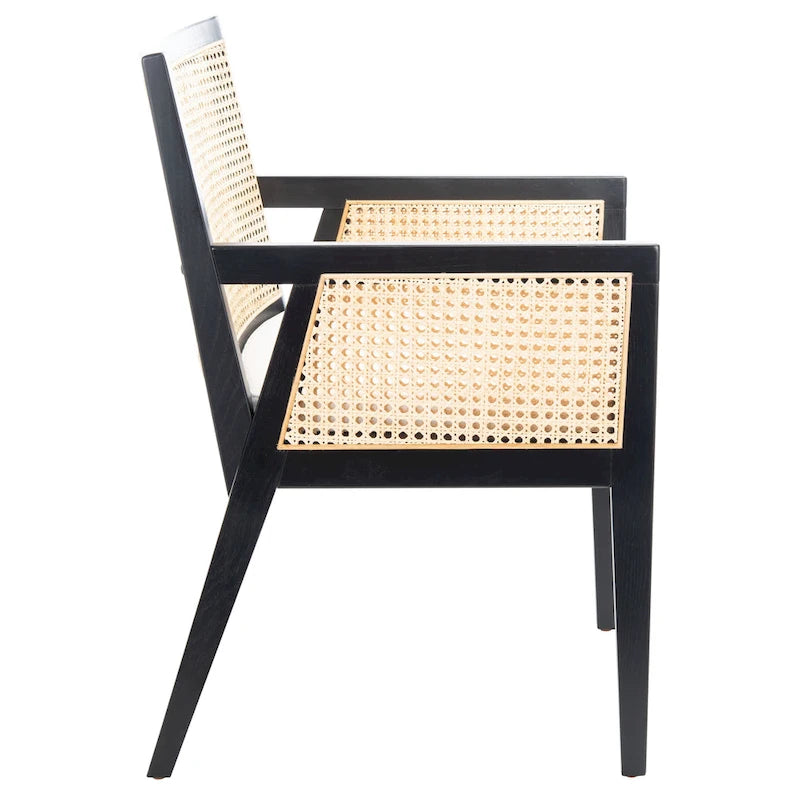 Chaise de salle à manger en rotin naturel tressé avec cadre en chêne
