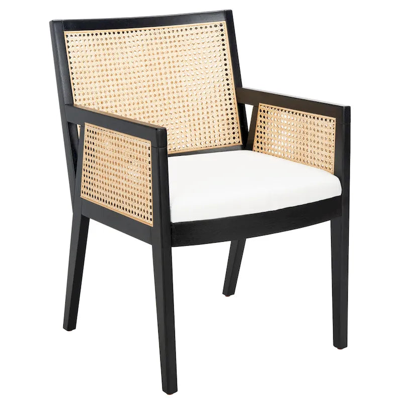 Chaise de salle à manger en rotin naturel tressé avec cadre en chêne