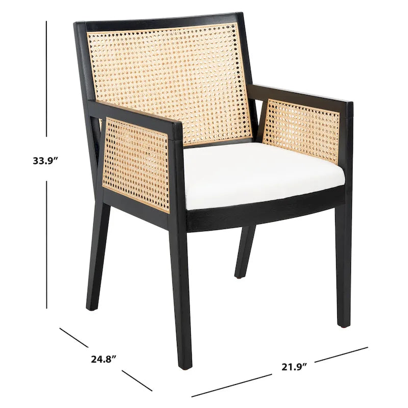 Chaise de salle à manger en rotin naturel tressé avec cadre en chêne