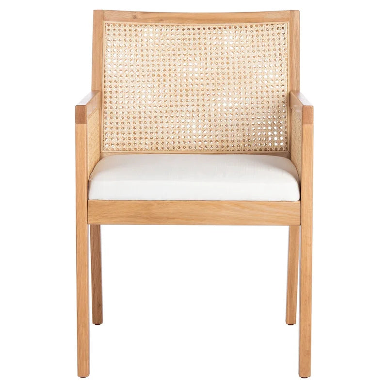 Chaise de salle à manger en rotin naturel tressé avec cadre en chêne