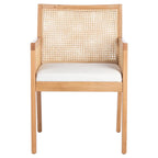 Chaise de salle à manger en rotin naturel tressé avec cadre en chêne