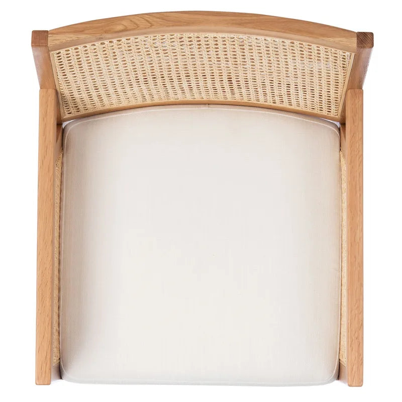 Chaise de salle à manger en rotin naturel tressé avec cadre en chêne