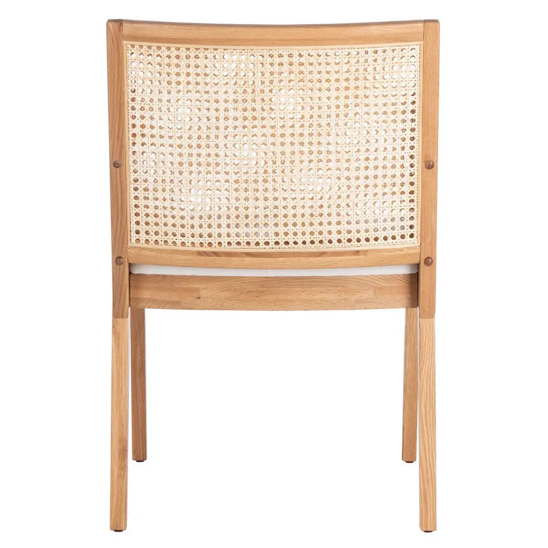 Chaise de salle à manger en rotin naturel tressé avec cadre en chêne