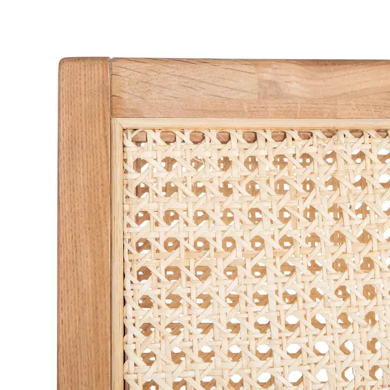 Chaise de salle à manger en rotin naturel tressé avec cadre en chêne
