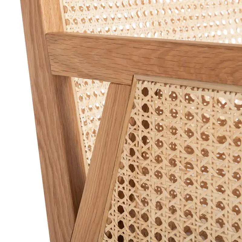 Chaise de salle à manger en rotin naturel tressé avec cadre en chêne