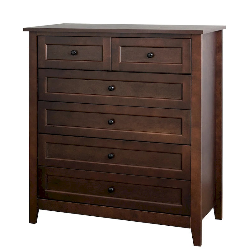 Commode à 6 tiroirs avec poignées rondes rétro, Auburn