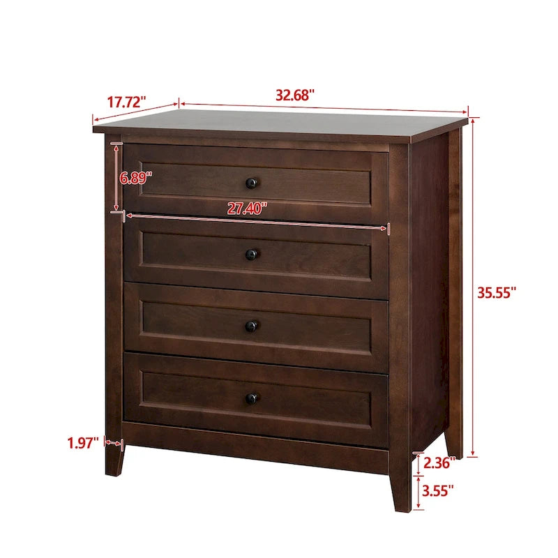 Commode à 6 tiroirs avec poignées rondes rétro, Auburn