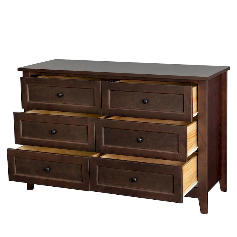 Commode à 6 tiroirs avec poignées rondes rétro, Auburn