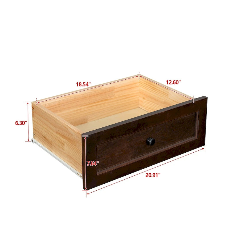 Commode à 6 tiroirs avec poignées rondes rétro, Auburn