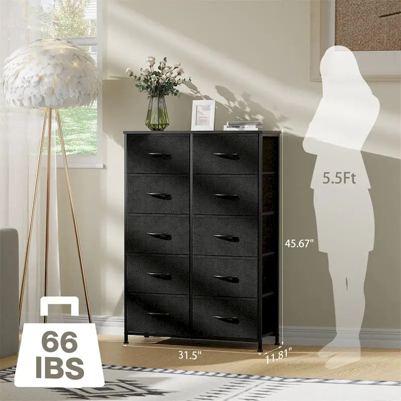 Storage Drawers Dresser with 10 Drawers and Sturdy Metal Frame