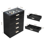 Table de chevet LED avec 5 tiroirs – Commode de chevet moderne