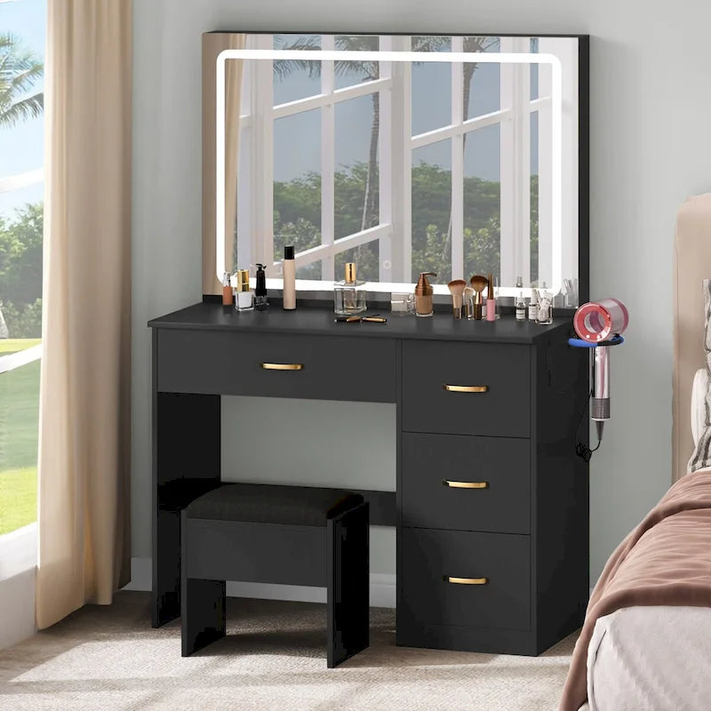 Moasis 35.4  Vanity Built-In Outlets with Lighted Mirror - 53.5  H X 35.4  W X 15.7  D