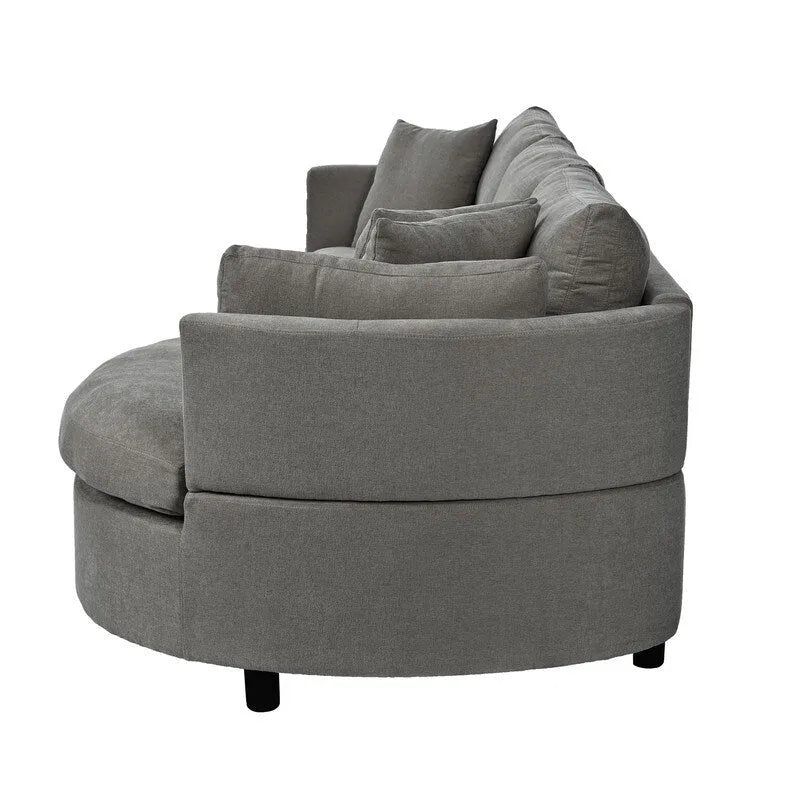 Canapés d'angle modernes et rembourrés avec 3 coussins et assise incurvée