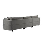 Canapés d'angle modernes et rembourrés avec 3 coussins et assise incurvée