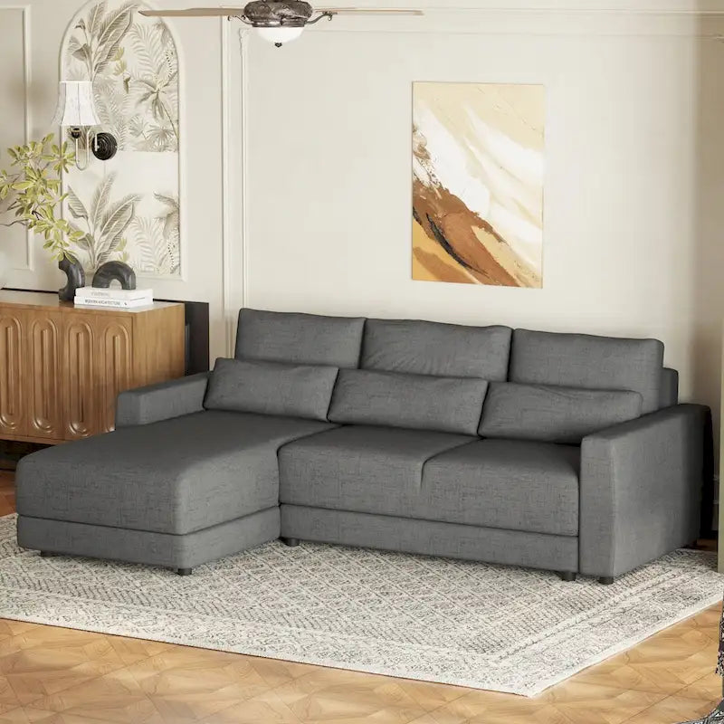 Canapé modulaire en forme de L avec coussins de dossier amovibles et 3 oreillers