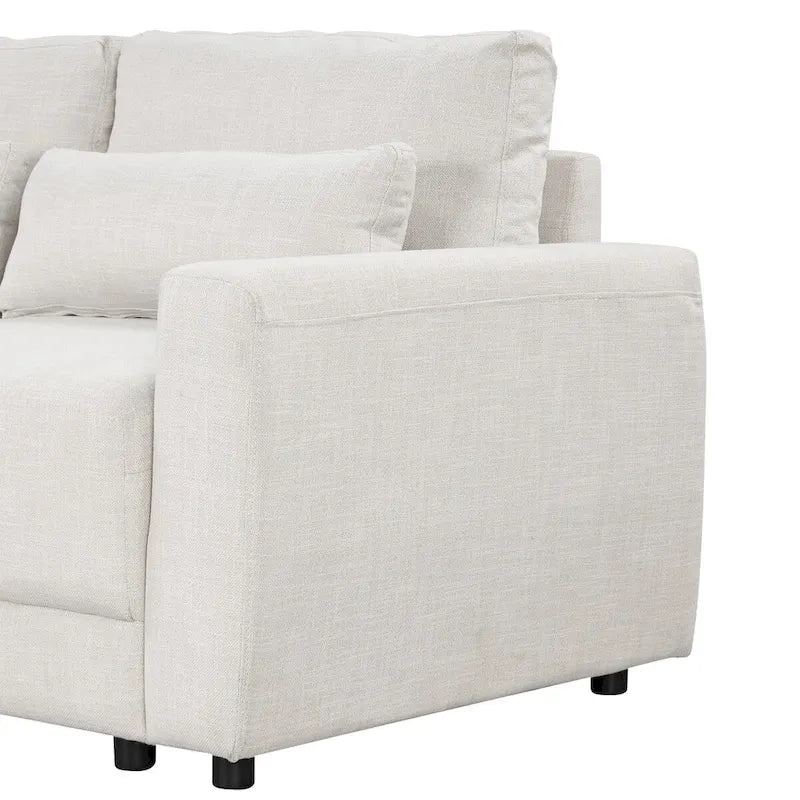 Canapé modulaire en forme de L avec coussins de dossier amovibles et 3 oreillers