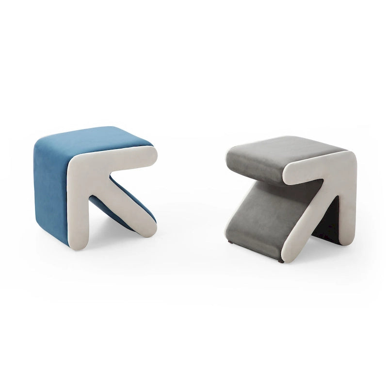 Tabouret / Pouf en velours rembourré