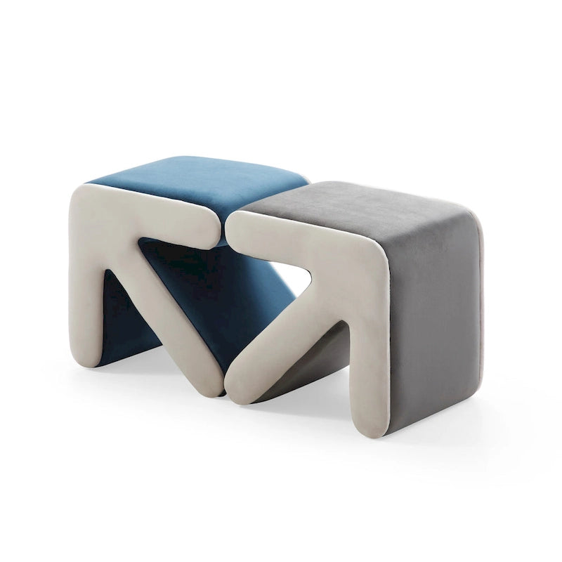 Tabouret / Pouf en velours rembourré
