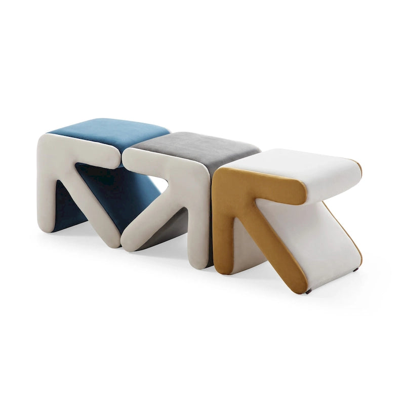 Tabouret / Pouf en velours rembourré